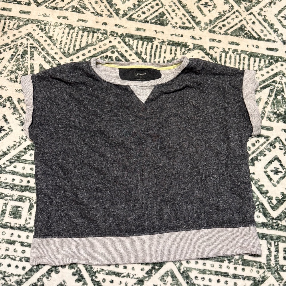 Gray Relaxed Fit Sweatshirt with V-Neckline